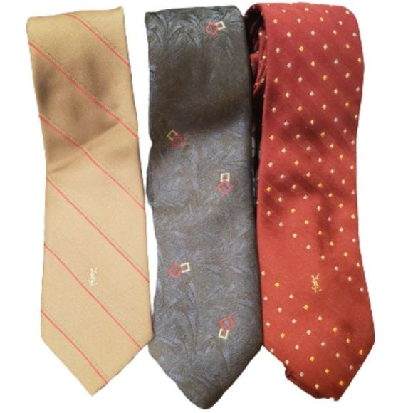 3 Vintage Yves Saint Laurent Men's Ties - Picture 1 of 6